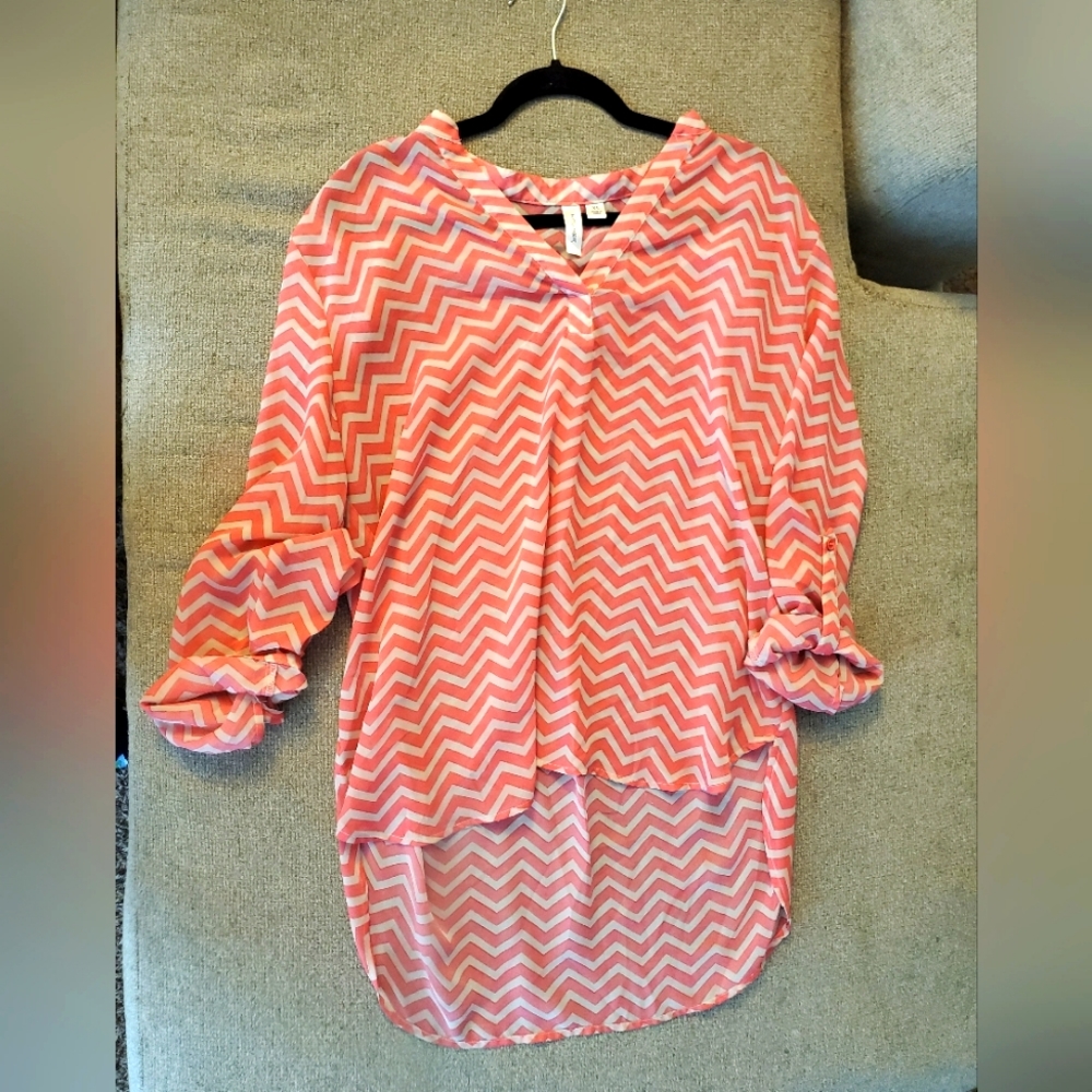 Tacera sheer striped top xl